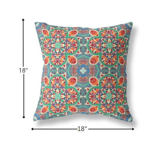 18" Orange Green Cloverleaf Indoor Outdoor Throw Pillow