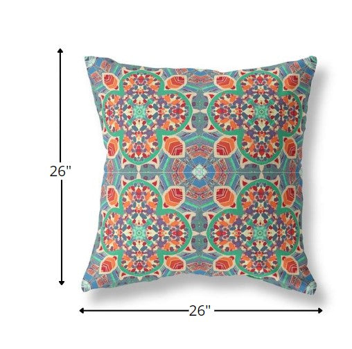 18" Orange Green Cloverleaf Indoor Outdoor Throw Pillow