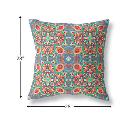 18" Orange Green Cloverleaf Indoor Outdoor Throw Pillow