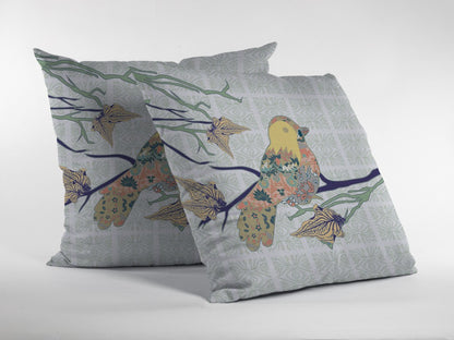 16" Light Green Sparrow Indoor Outdoor Throw Pillow