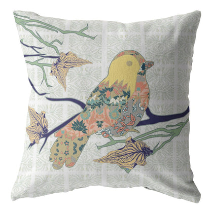 18" Light Green Sparrow Indoor Outdoor Throw Pillow