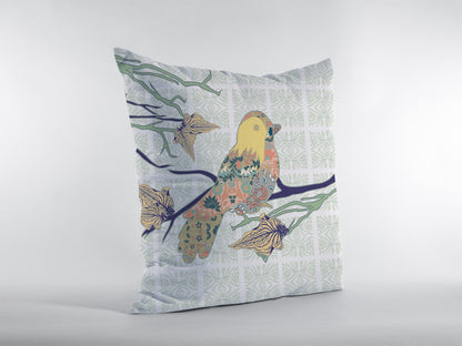 18" Light Green Sparrow Indoor Outdoor Throw Pillow