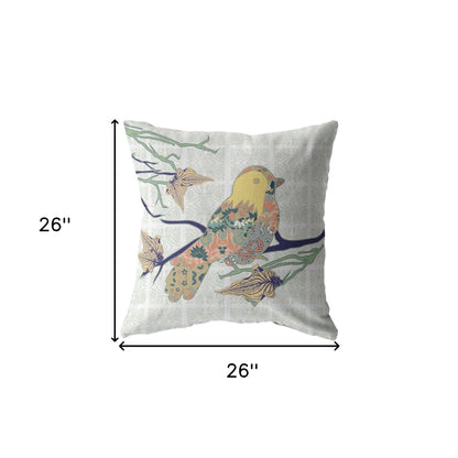 18" Light Green Sparrow Indoor Outdoor Throw Pillow