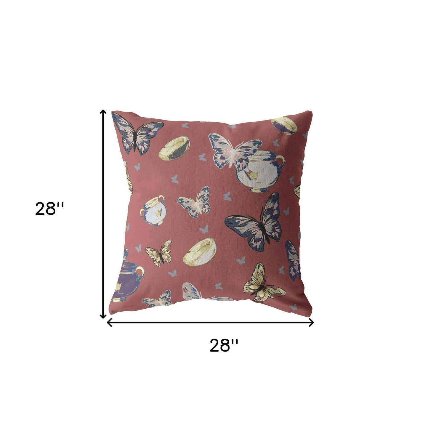 18" Copper Rose Butterflies Indoor Outdoor Throw Pillow