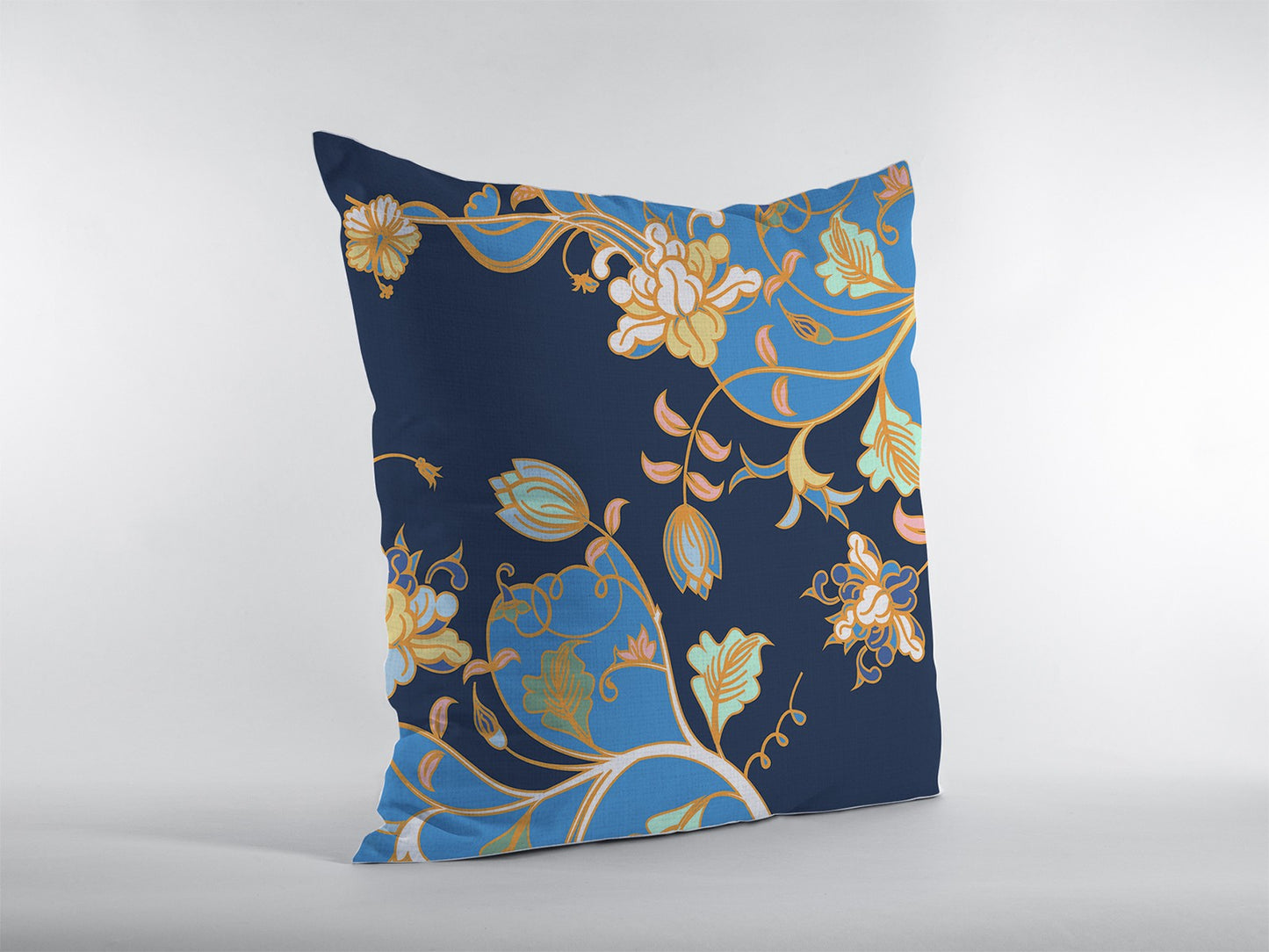 16" Navy Blue Garden Indoor Outdoor Throw Pillow