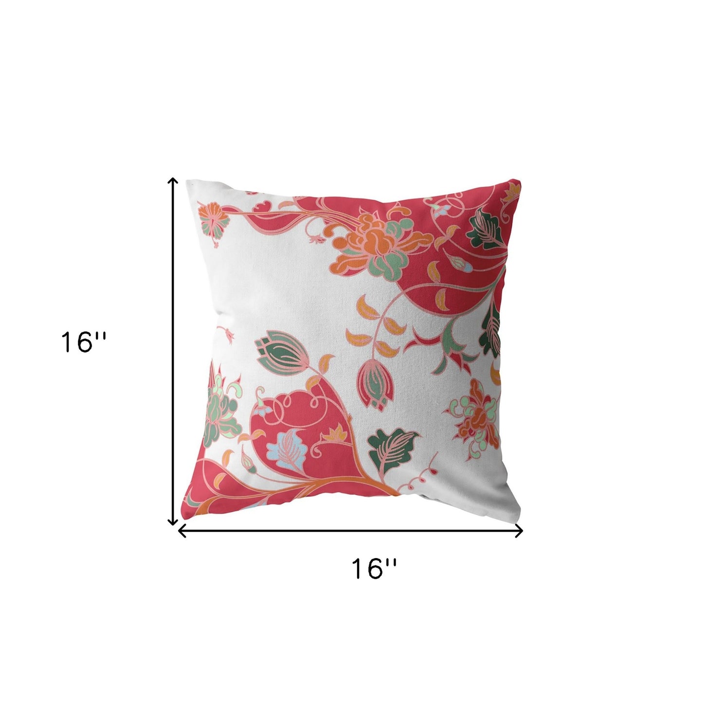 16" Red White Garden Indoor Outdoor Throw Pillow