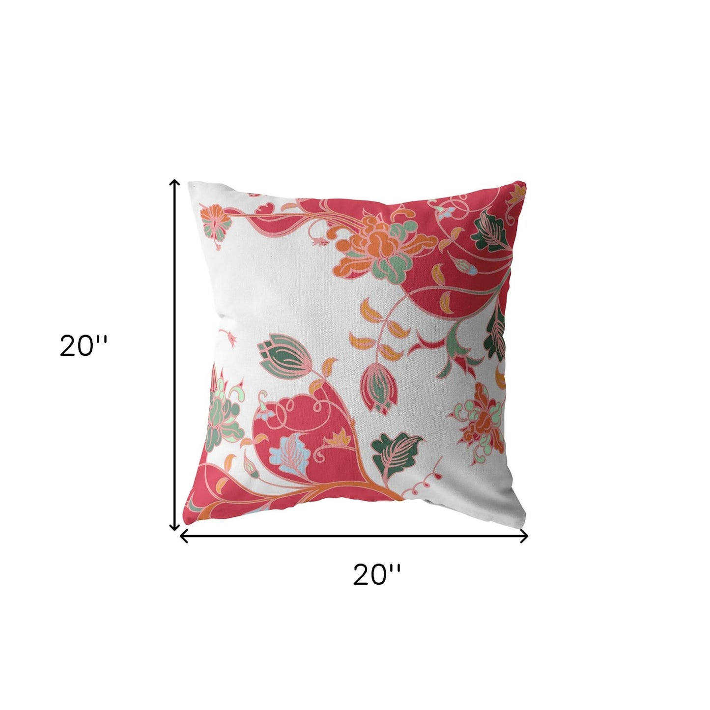 18" Red White Garden Indoor Outdoor Throw Pillow