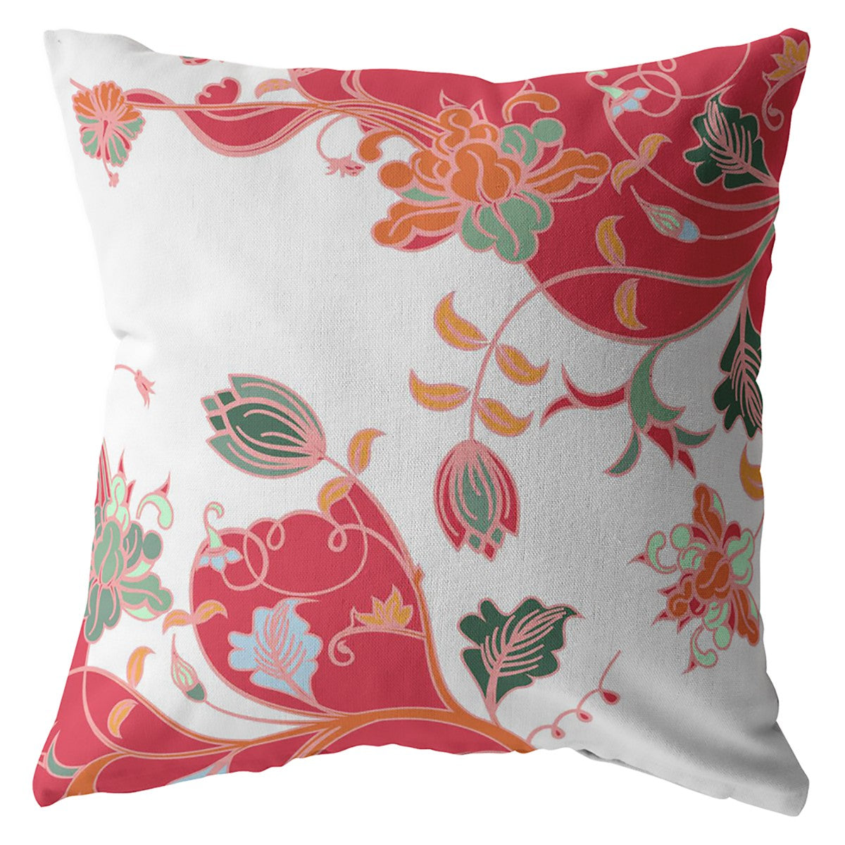 18" Red White Garden Indoor Outdoor Throw Pillow