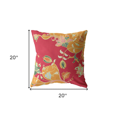 18" Orange Red Garden Indoor Outdoor Throw Pillow