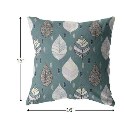 16” Pine Green Leaves Indoor Outdoor Throw Pillow