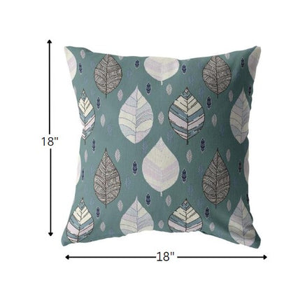 18” Pine Green Leaves Indoor Outdoor Throw Pillow