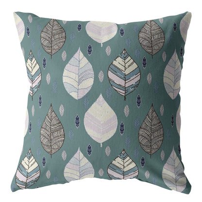 18” Pine Green Leaves Indoor Outdoor Throw Pillow