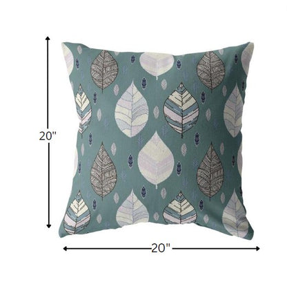 18” Pine Green Leaves Indoor Outdoor Throw Pillow