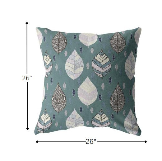 18” Pine Green Leaves Indoor Outdoor Throw Pillow