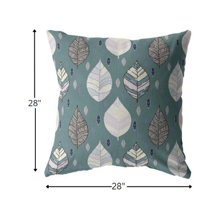 18” Pine Green Leaves Indoor Outdoor Throw Pillow