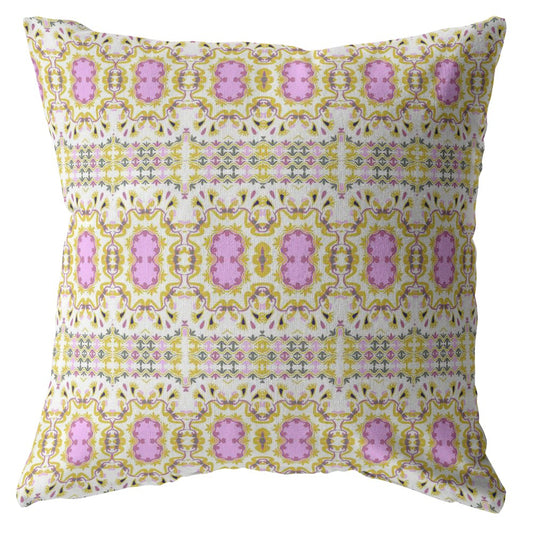 16” Yellow Lavender Geofloral Indoor Outdoor Throw Pillow