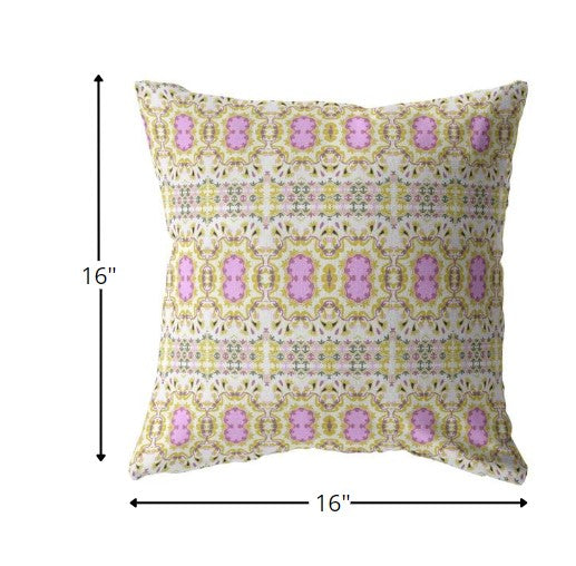 16” Yellow Lavender Geofloral Indoor Outdoor Throw Pillow