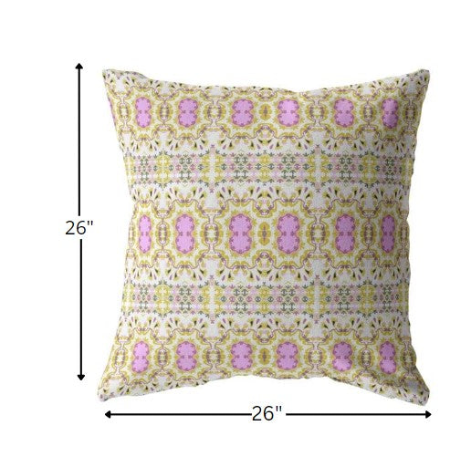 18” Yellow Lavender Geofloral Indoor Outdoor Throw Pillow