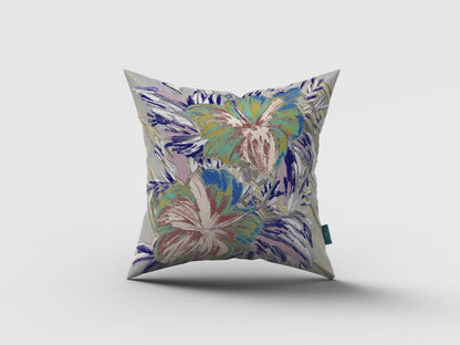 16” Lilac Green Hibiscus Indoor Outdoor Throw Pillow