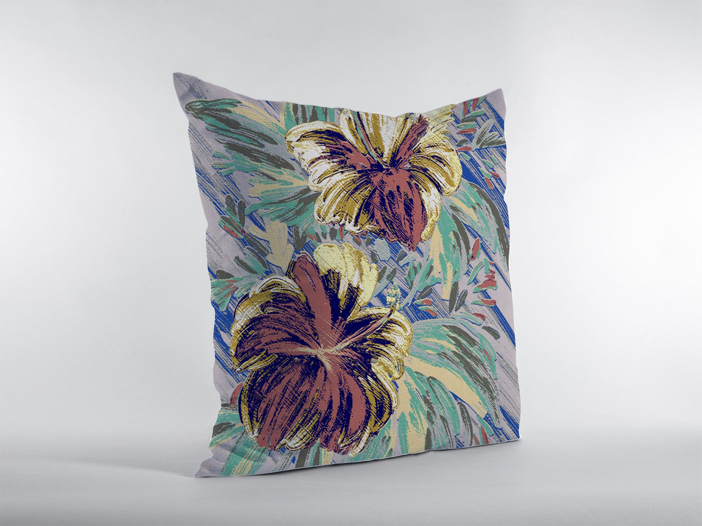 16” Terracotta Hibiscus Indoor Outdoor Throw Pillow