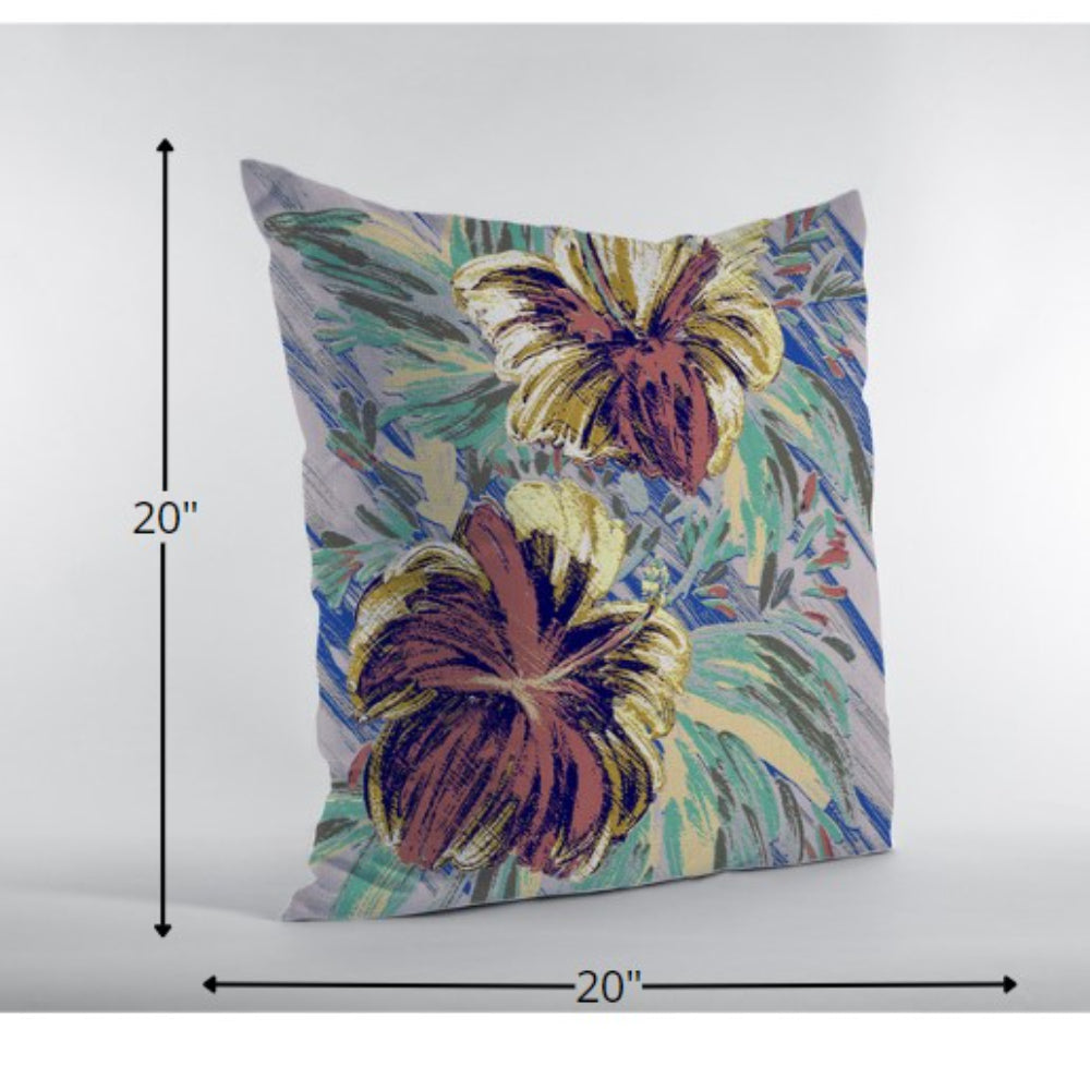 18” Terracotta Hibiscus Indoor Outdoor Throw Pillow