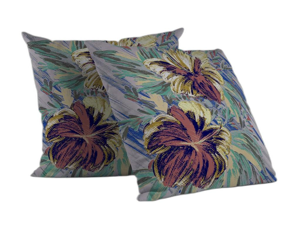 18” Terracotta Hibiscus Indoor Outdoor Throw Pillow