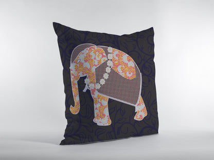 16” Orange Elephant Indoor Outdoor Throw Pillow