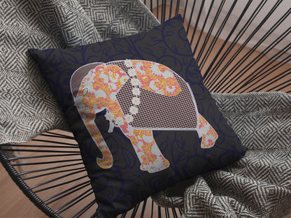 16” Orange Elephant Indoor Outdoor Throw Pillow