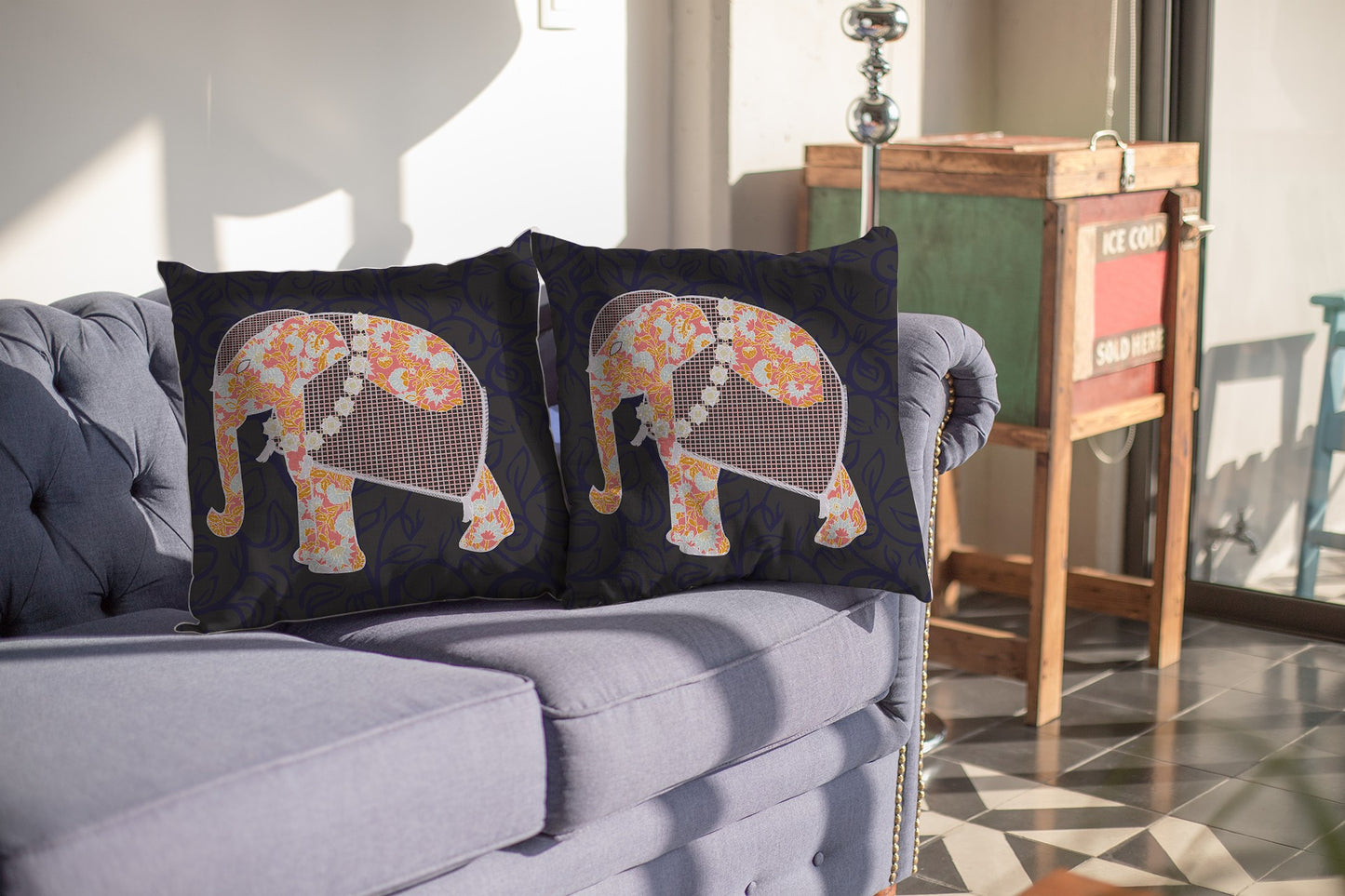 18” Orange Elephant Indoor Outdoor Throw Pillow