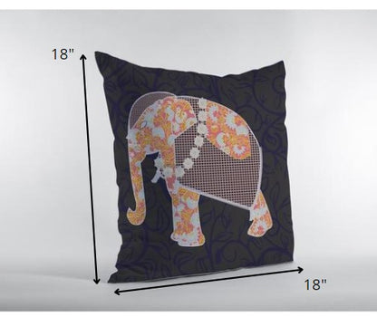 18” Orange Elephant Indoor Outdoor Throw Pillow