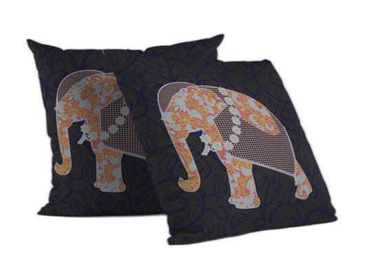 18” Orange Elephant Indoor Outdoor Throw Pillow