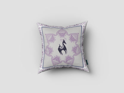 16” Gray Purple Horse Indoor Outdoor Throw Pillow