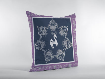 16” Navy Purple Horse Indoor Outdoor Throw Pillow