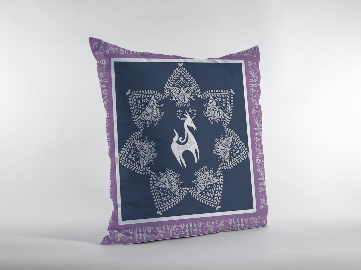 18” Navy Purple Horse Indoor Outdoor Throw Pillow