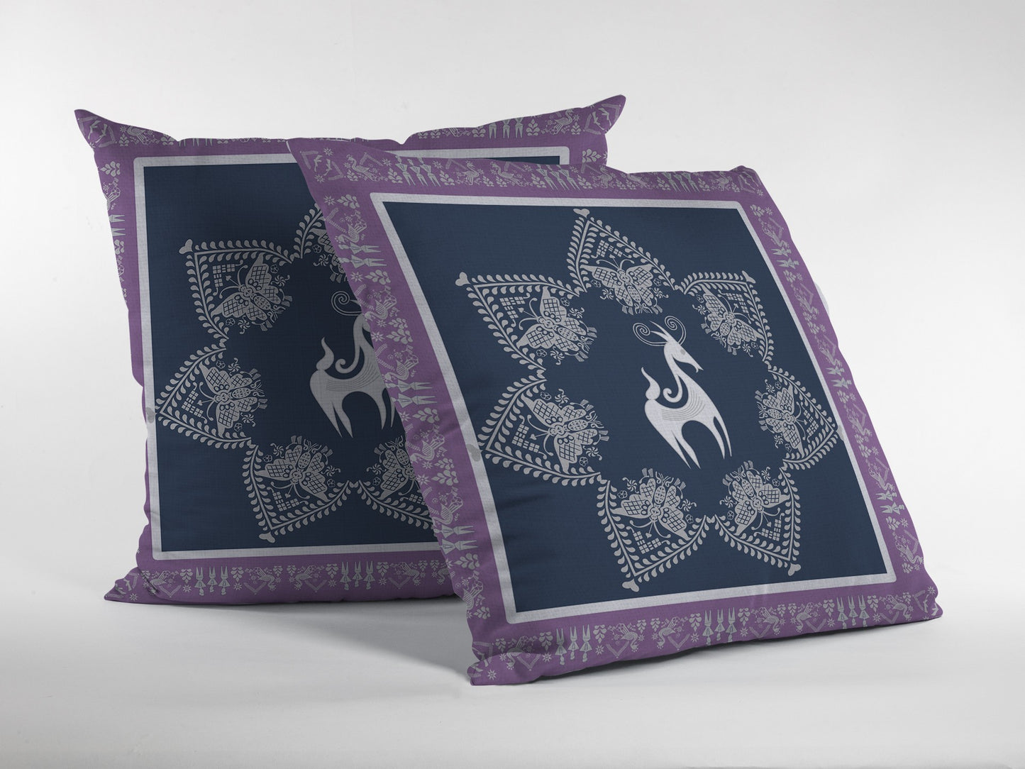 18” Navy Purple Horse Indoor Outdoor Throw Pillow