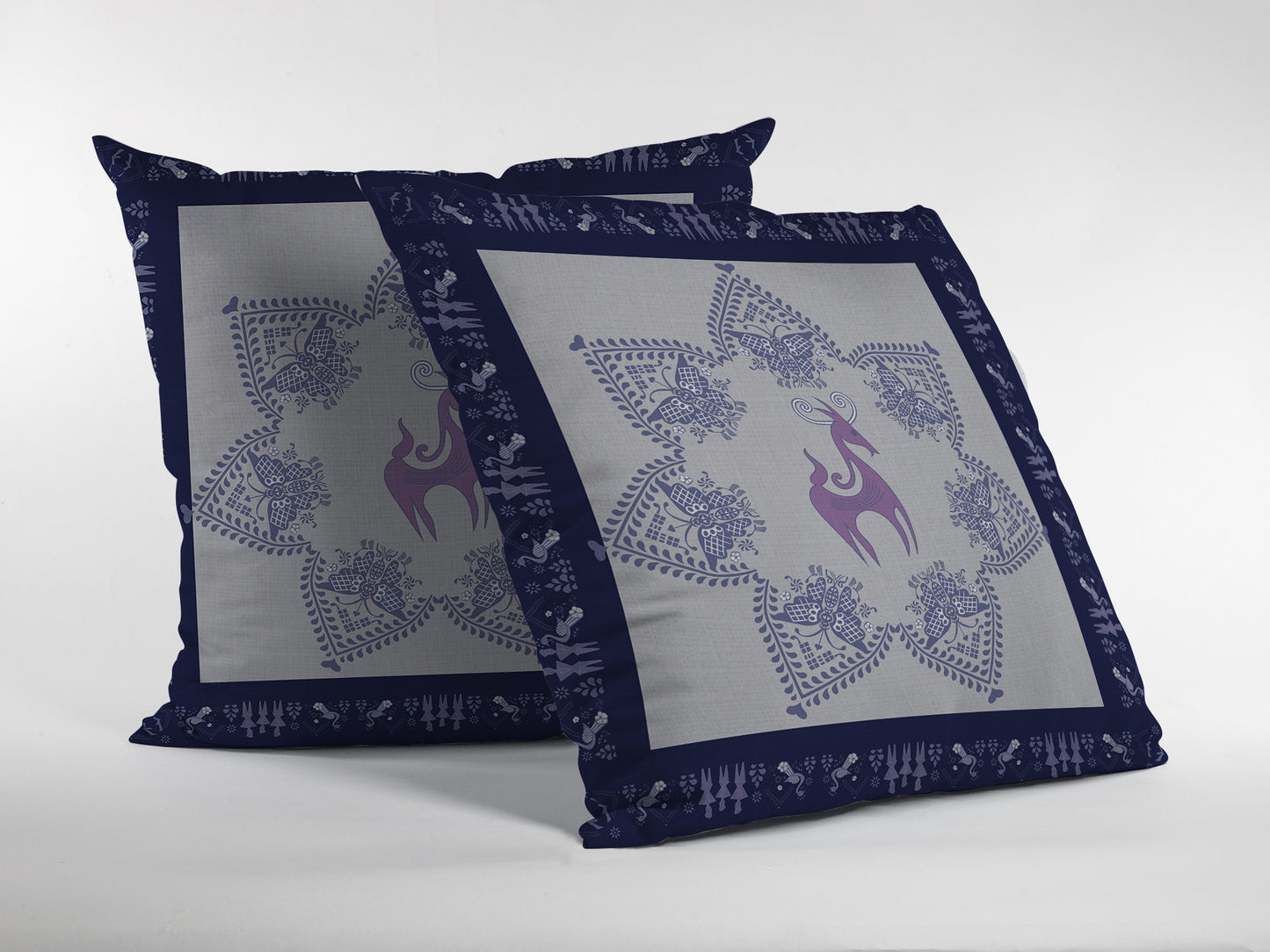 16” Gray Purple Horse Indoor Outdoor Throw Pillow