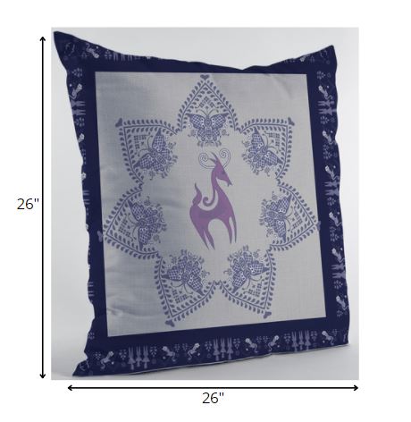 18” Gray Purple Horse Indoor Outdoor Throw Pillow