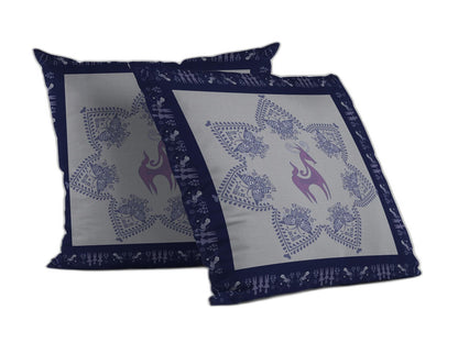 18” Gray Purple Horse Indoor Outdoor Throw Pillow