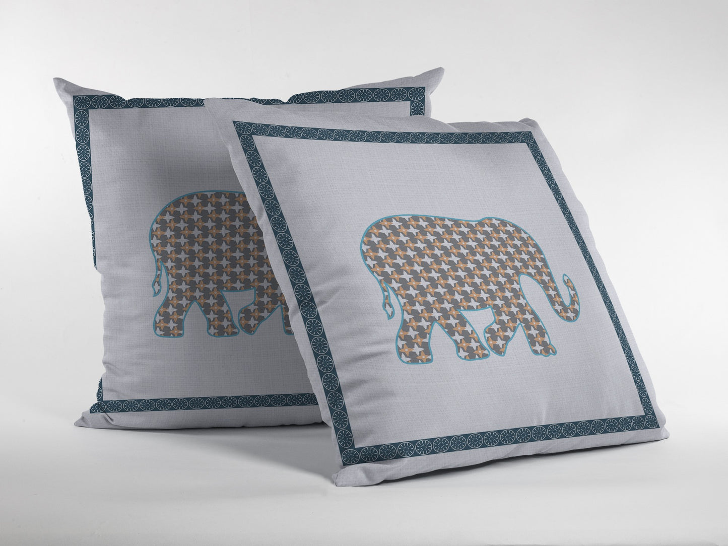 16” Gold White Elephant Indoor Outdoor Throw Pillow