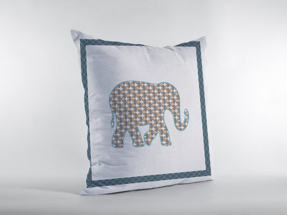 16” Gold White Elephant Indoor Outdoor Throw Pillow