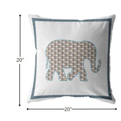 18” Gold White Elephant Indoor Outdoor Throw Pillow