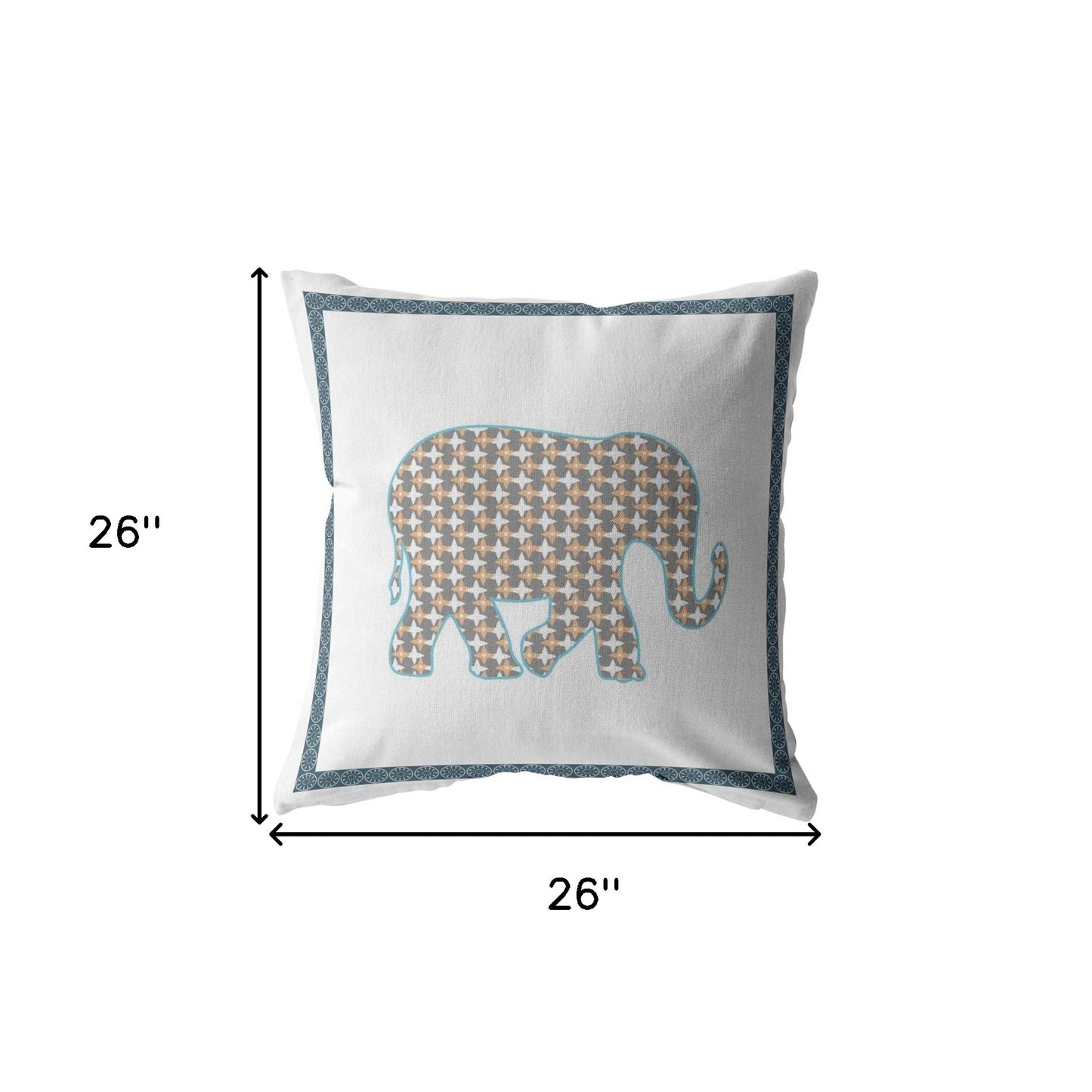 18” Gold White Elephant Indoor Outdoor Throw Pillow