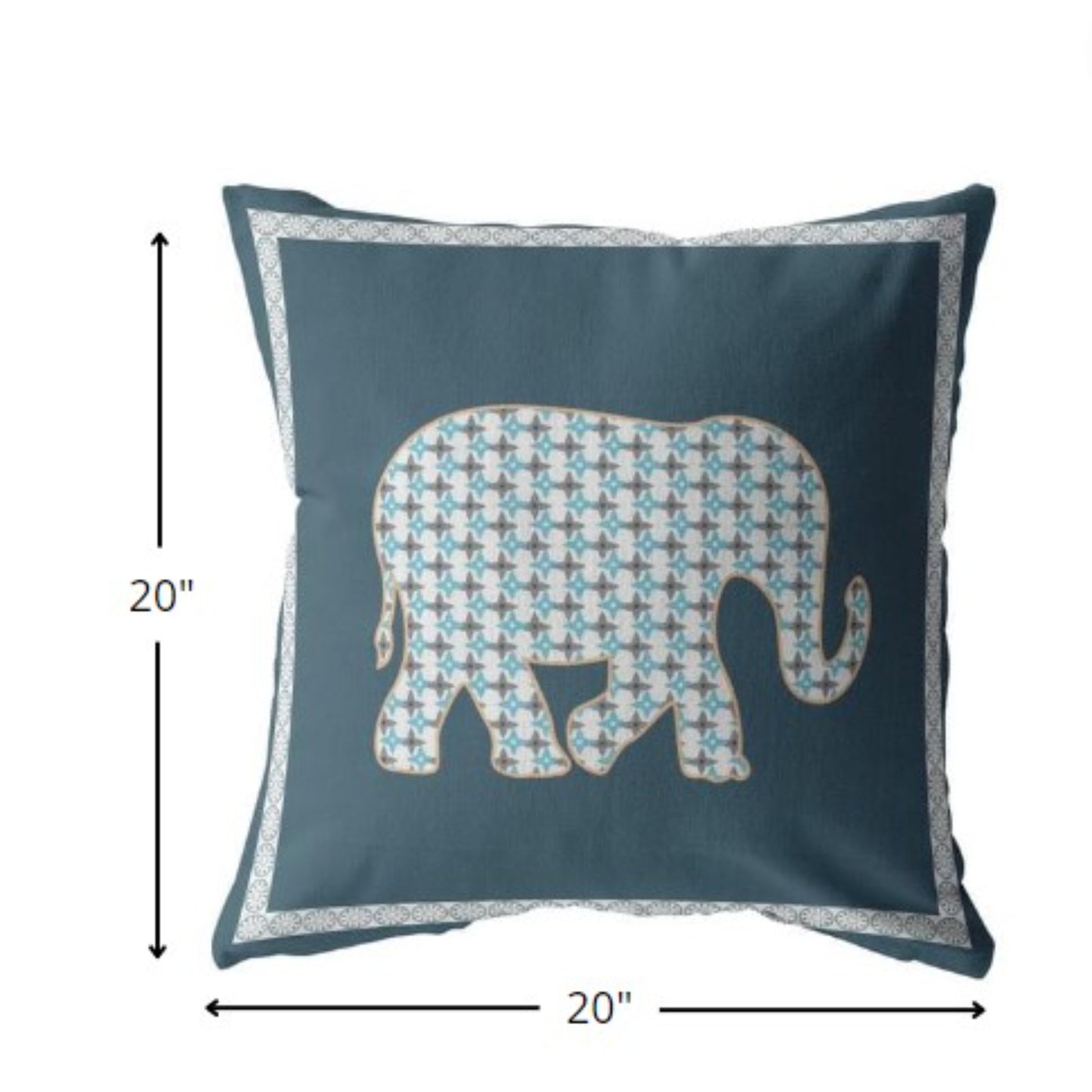 18” Spruce Blue Elephant Indoor Outdoor Throw Pillow