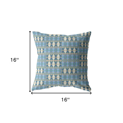 16" Blue Cream Spades Indoor Outdoor Throw Pillow