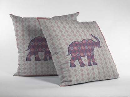 16" Magenta Elephant Indoor Outdoor Throw Pillow