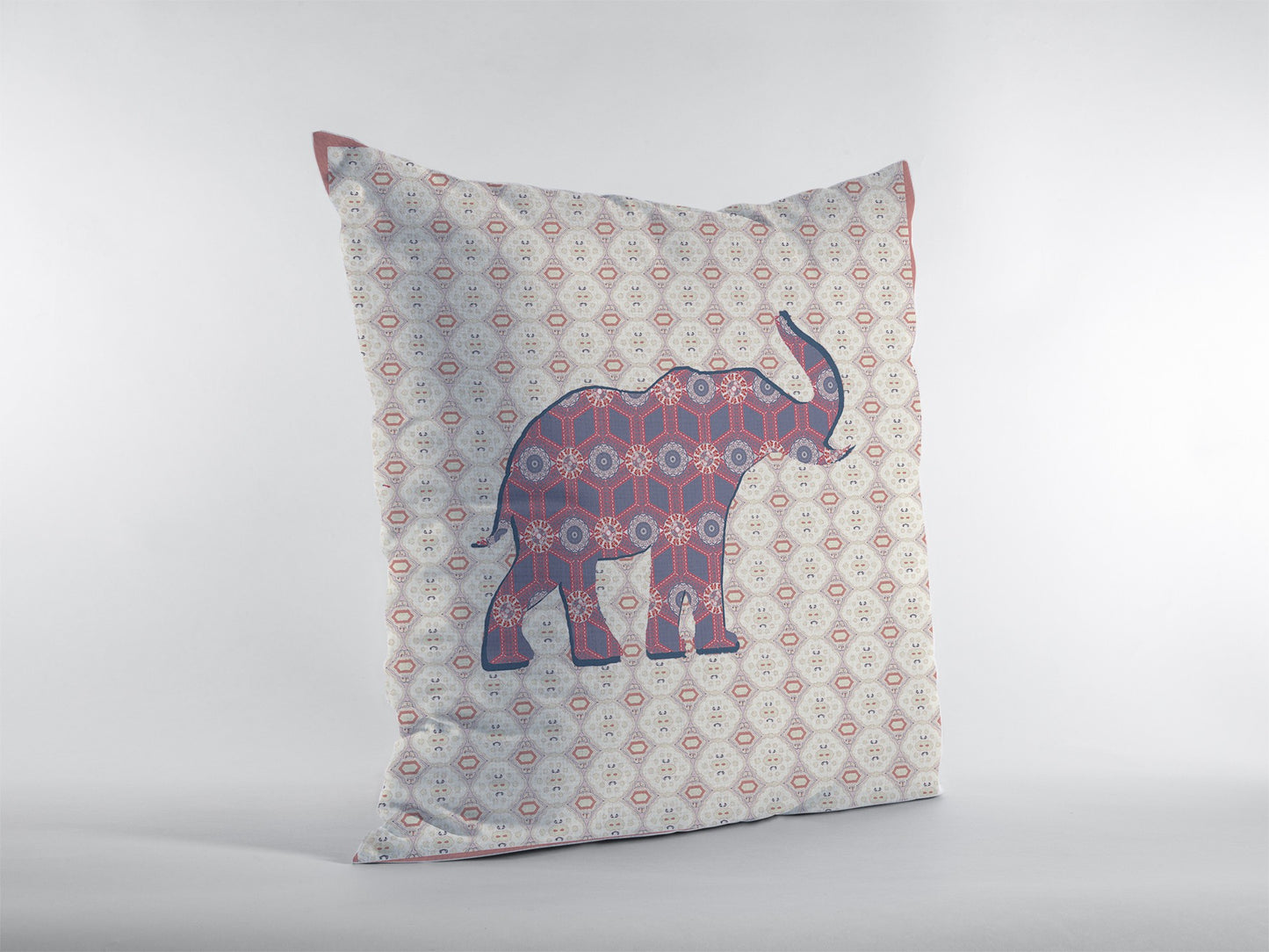 16" Magenta Elephant Indoor Outdoor Throw Pillow