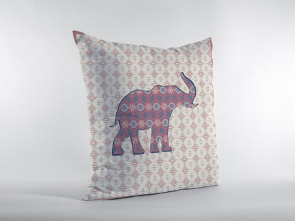 16" Magenta Elephant Indoor Outdoor Throw Pillow