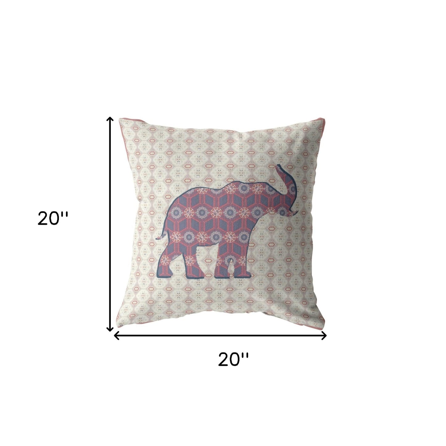 18" Magenta Elephant Indoor Outdoor Throw Pillow