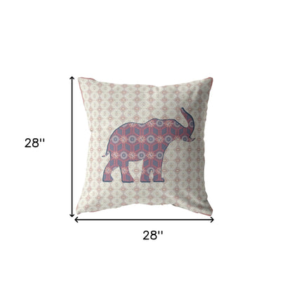 18" Magenta Elephant Indoor Outdoor Throw Pillow