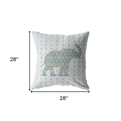 18" Blue Elephant Indoor Outdoor Throw Pillow